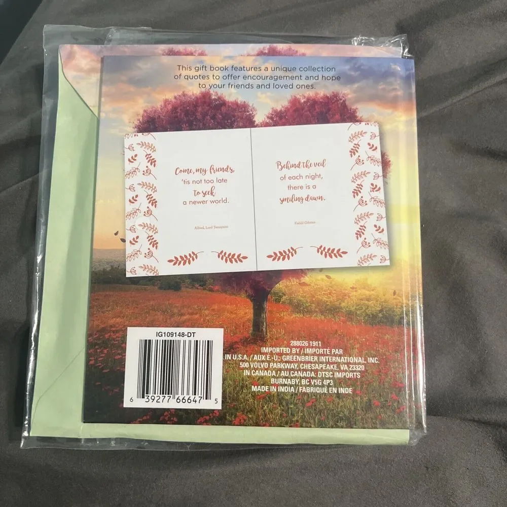 Hope Inspirational Quote Gift book‎ w/envelope.